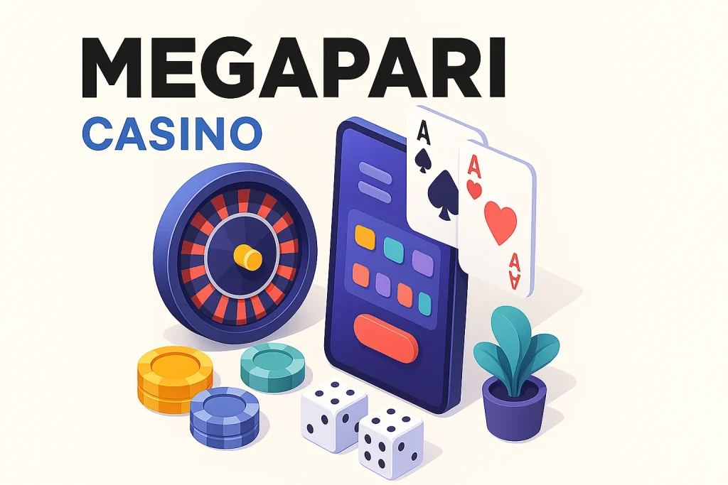 Megapari Casino isometrik 3D rulet, kart ve mobil oyun arayüzü