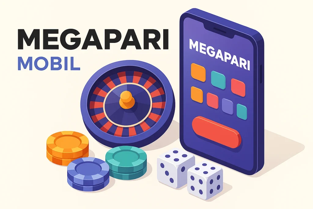 Megapari Mobil uygulamasında rulet, zar ve fiş ikonlarının bulunduğu modern isometrik tasarım